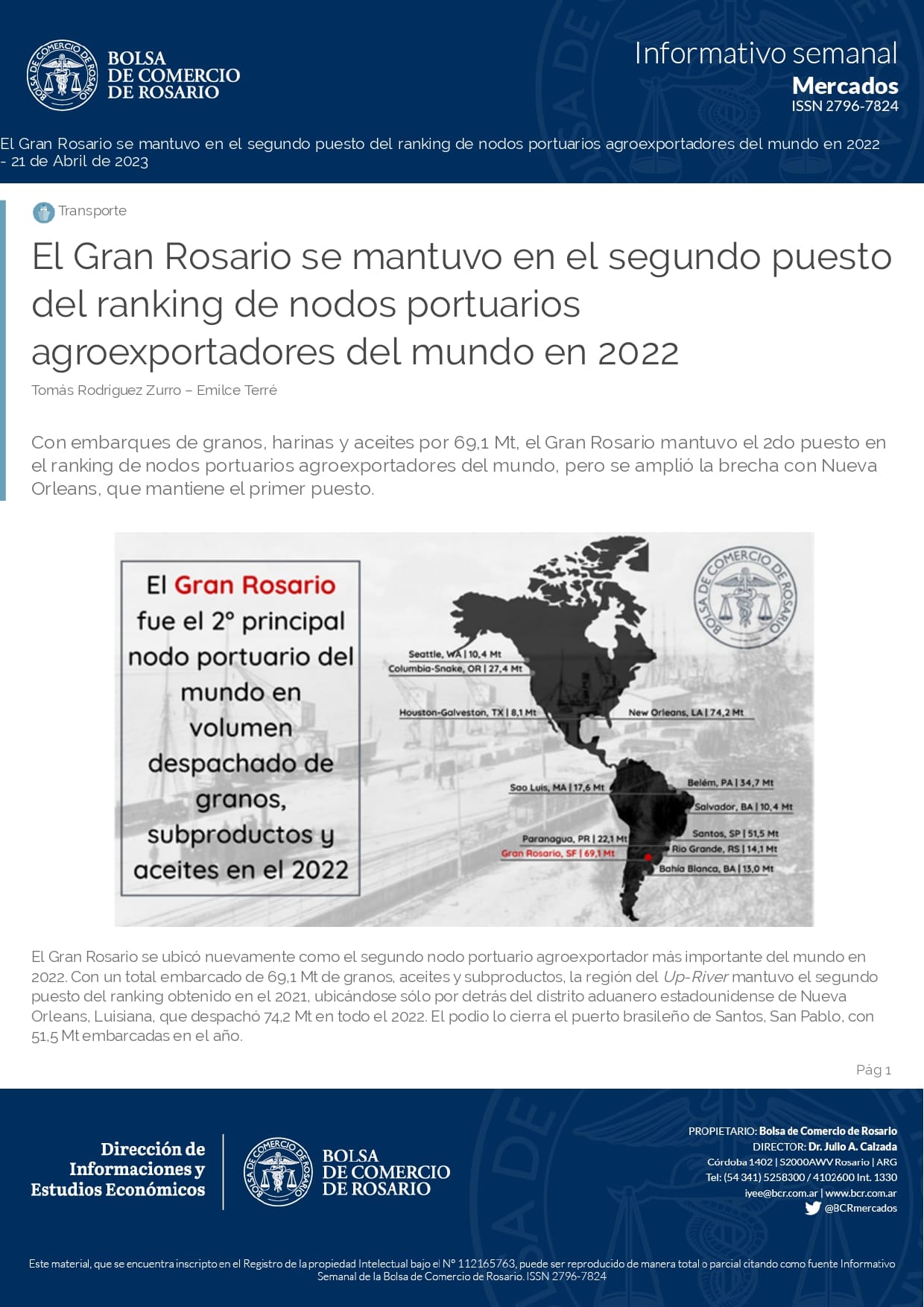 El Gran Rosario se mantuvo en el segundo puesto del ranking de nodos portuarios agroexportadores del mundo en 2022 page 0001